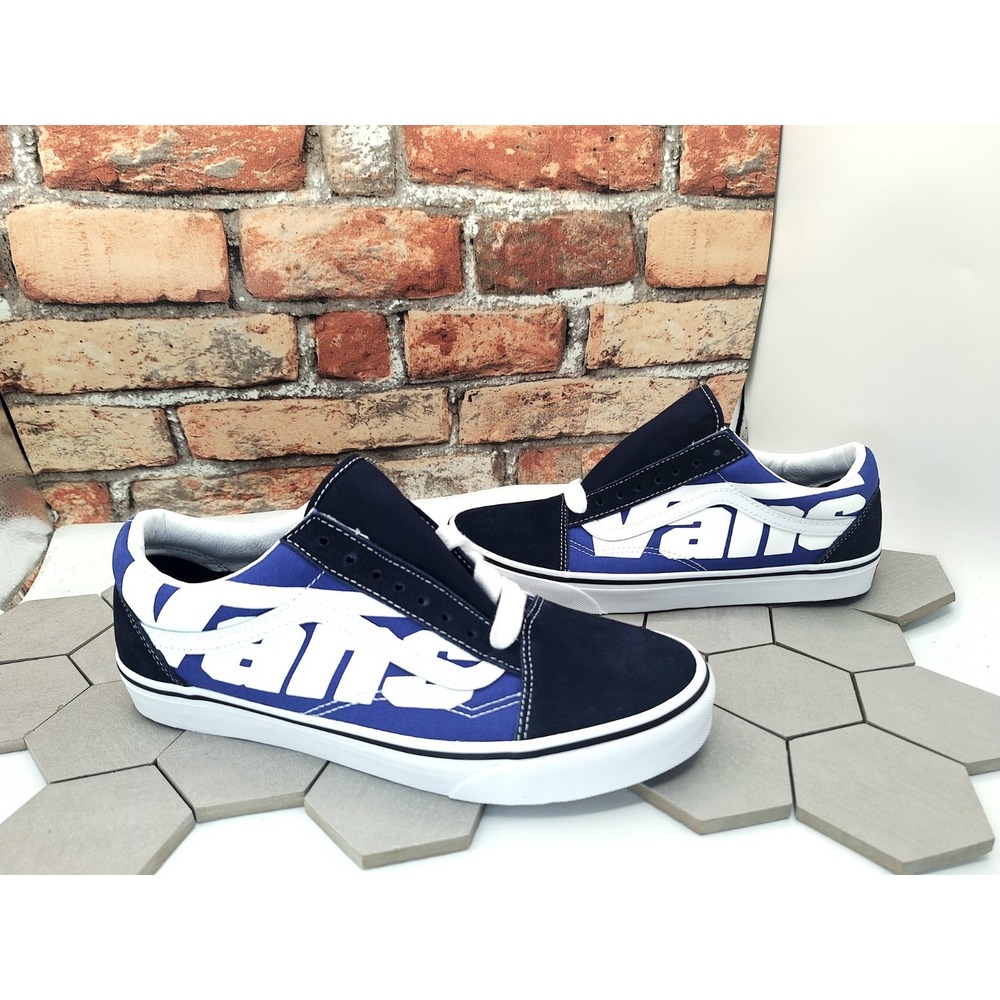 Vans Old Skool Jumbo Logo Black Blue White Suede Sneaker Men Sz 10 2024 New Rare